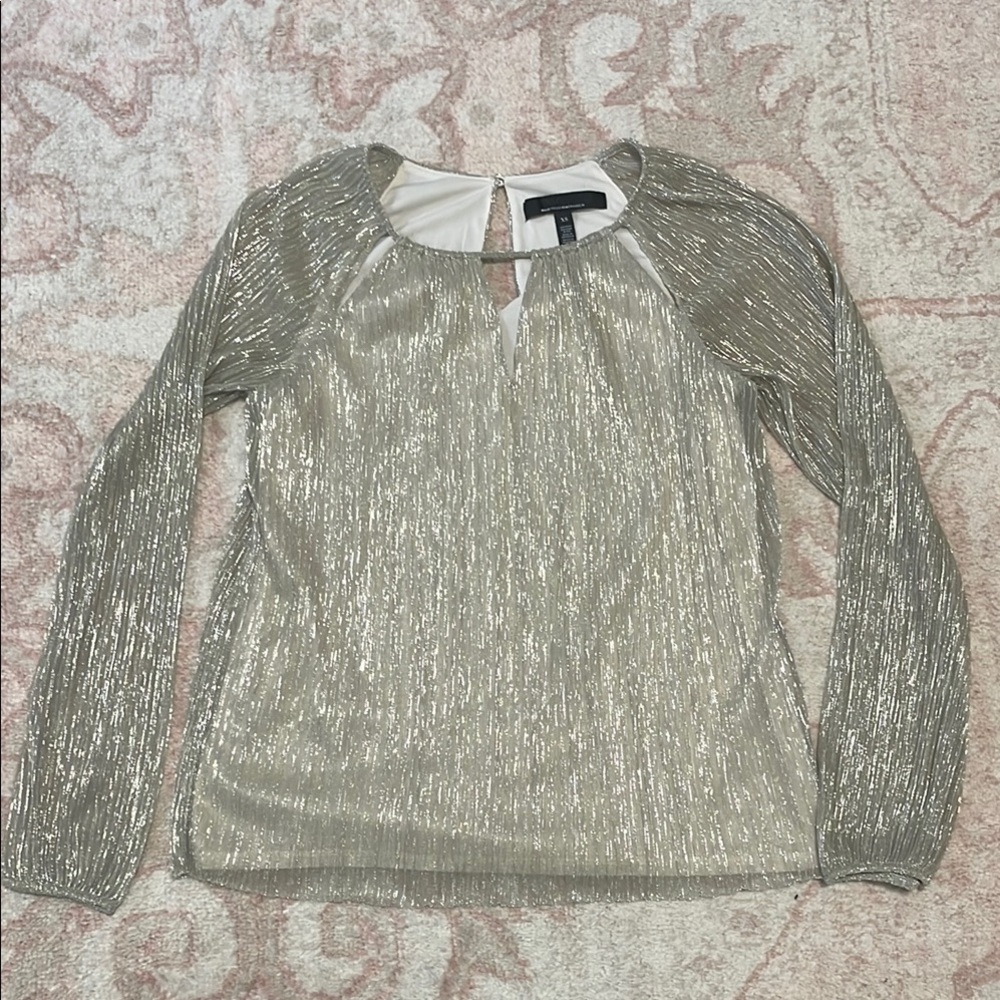 White House Black Market Metallic Gold Blouse